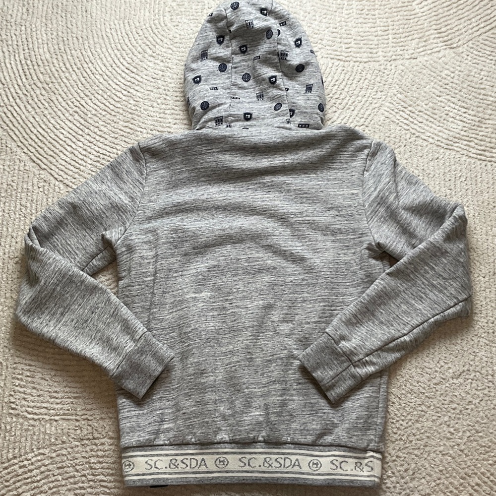 Scotch & Soda Light Heather Gray Pullover Hoodie with Patterned Lining Men’s L - Picture 12 of 16